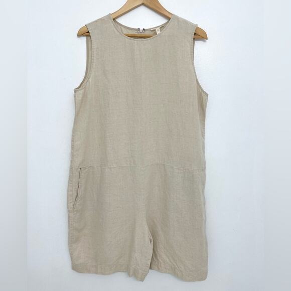 Eileen Fisher Organic Linen Relaxed Romper/Jumpsuit Women’s s Size Large - Picture 8 of 13